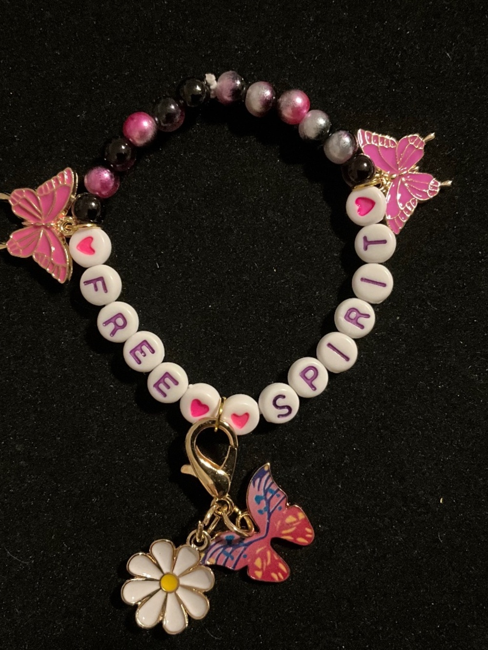 Free Spirit Butterfly Stretch Bracelet Pink Charm - Parky’s Place Handmade